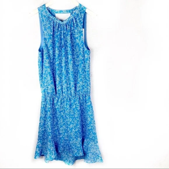 [Joie] Classic Blue Floral Ruffle Dress